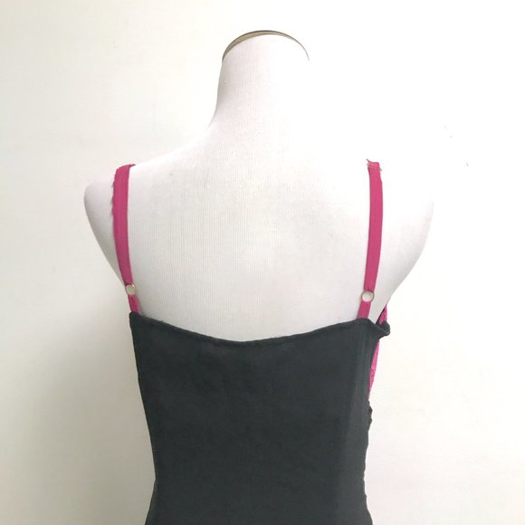 Betsey Johnson Black pink lace spaghetti strap silk midi evening party dress 10 - Picture 7 of 12